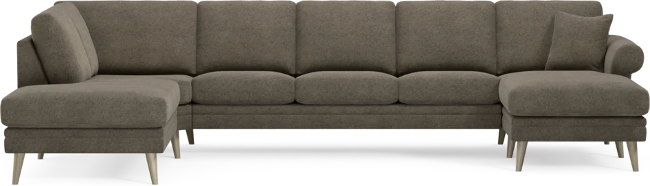 Eden - 3-sits soffa med divan vänster och schäslong höger - Brun