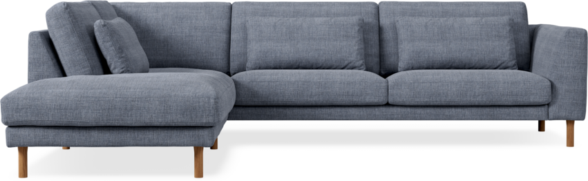 Willow - 3-sits soffa med divan vänster, fast klädsel - Blå