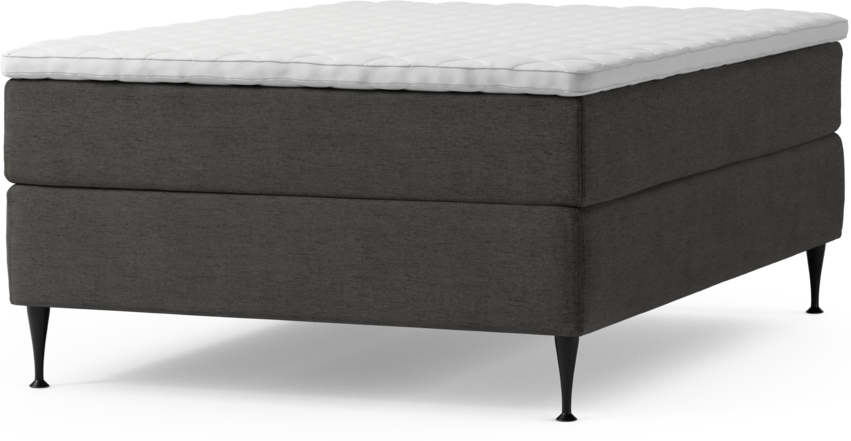 Delux Exclusive - Kontinentalsäng, enkelsäng 140 cm med bäddmadrass och sängben - Grå