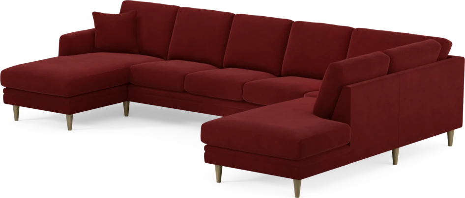 Eden - 3-sits soffa med schäslong vänster och divan höger - Röd