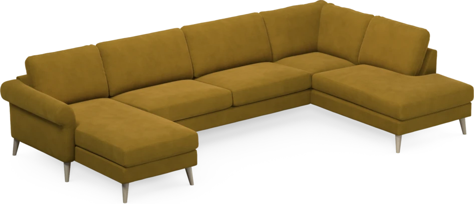 Bridge - 3-sits soffa med schäslong vänster och divan höger - Gul