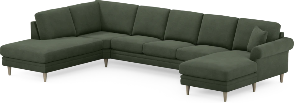 Eden - 3-sits soffa med divan vänster och schäslong höger - Grön