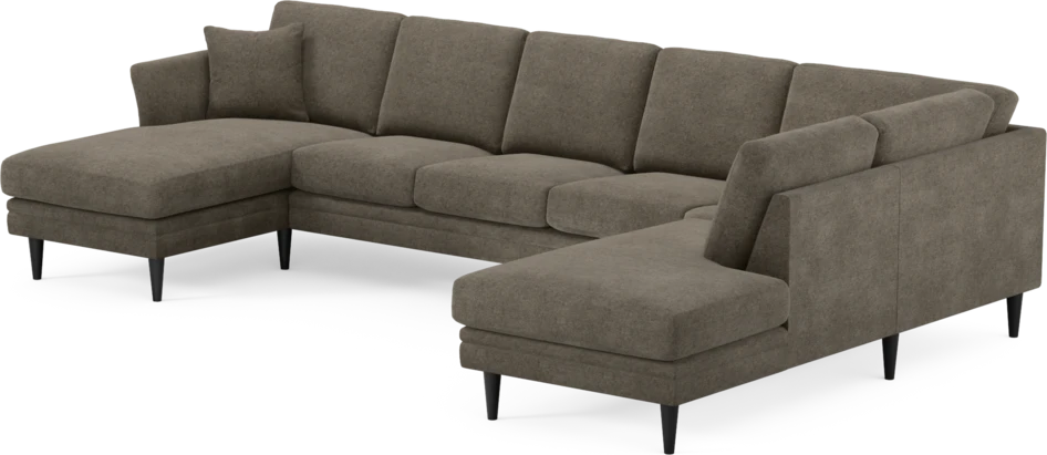 Eden - 3-sits soffa med schäslong vänster och divan höger - Brun