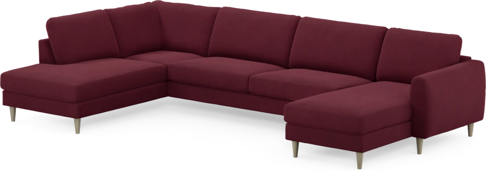 Bridge - 3-sits soffa med divan vänster och schäslong höger - Röd