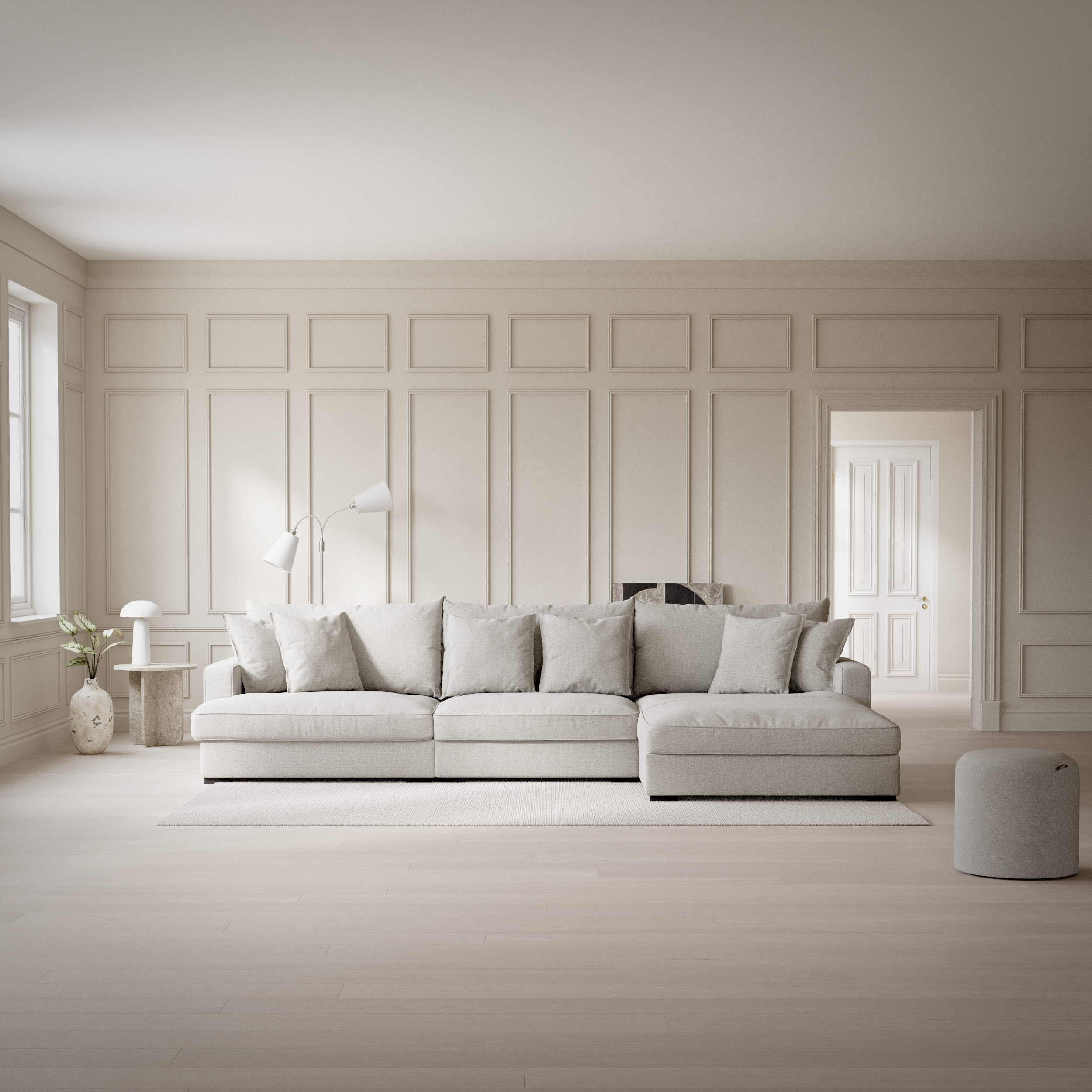 Rossi, 3-sits soffa med schäslong höger