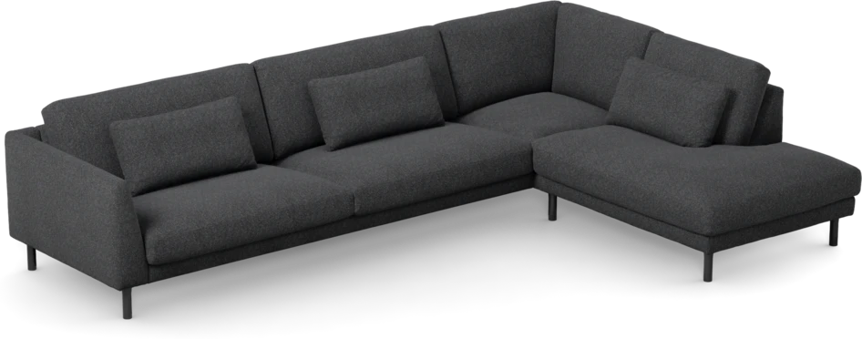Willow - 4-sits soffa med divan höger, fast klädsel - Grå