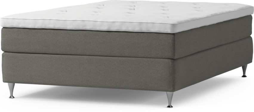 Delux Sense - Kontinentalsäng, enkelsäng 140 cm med bäddmadrass och sängben - Grå