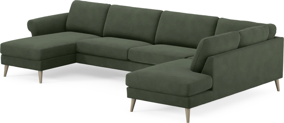 Bridge - 3-sits soffa med schäslong vänster och divan höger - Grön