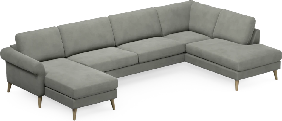 Bridge - 3-sits soffa med schäslong vänster och divan höger - Grå