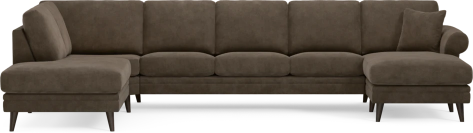 Eden - 3-sits soffa med divan vänster och schäslong höger - Brun