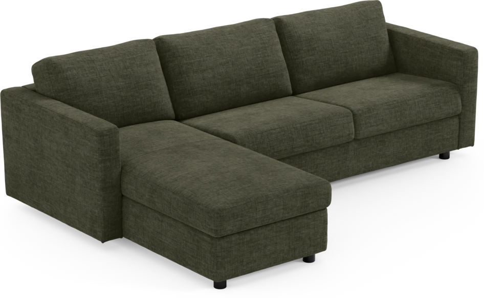 Lindö - Bäddsoffa 2,5-sits med schäslong, vändbar - Grön