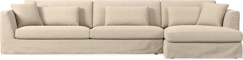 Willow - 4-sits soffa med schäslong höger, med kappa - Beige