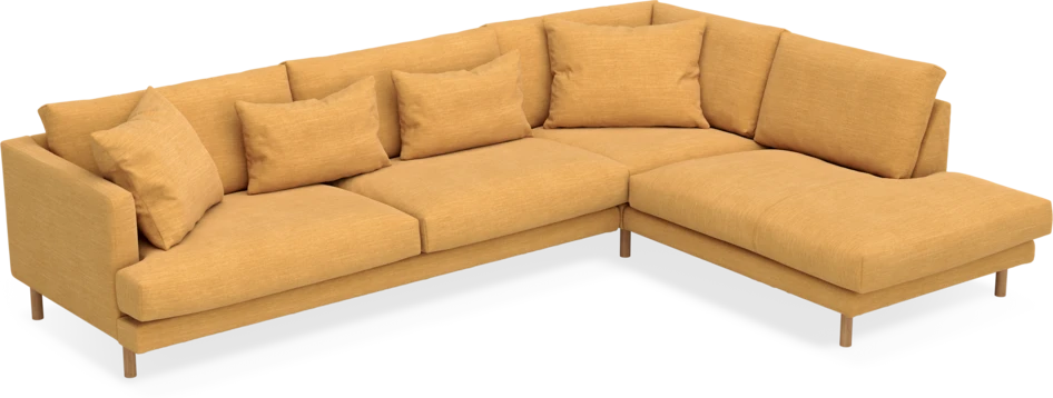Harper - 3-sits soffa med divan höger - Gul