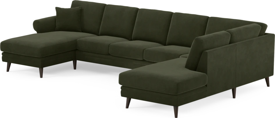 Eden - 3-sits soffa med schäslong vänster och divan höger - Grön