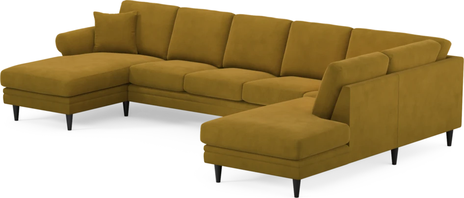 Eden - 3-sits soffa med schäslong vänster och divan höger - Gul