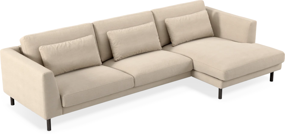 Willow - 3-sits soffa med schäslong höger, fast klädsel - Beige