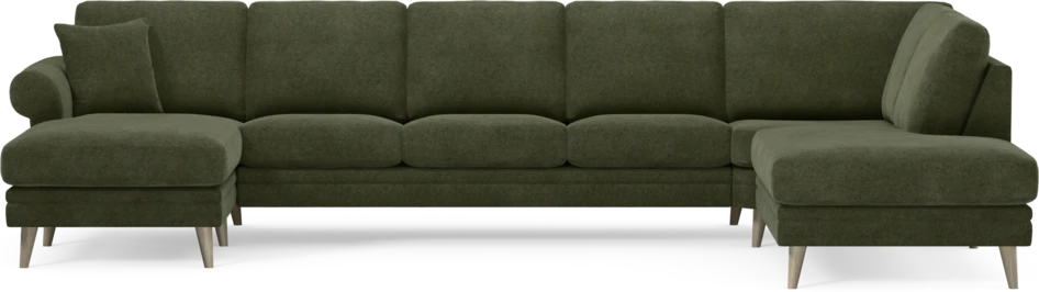 Eden - 3-sits soffa med schäslong vänster och divan höger - Grön