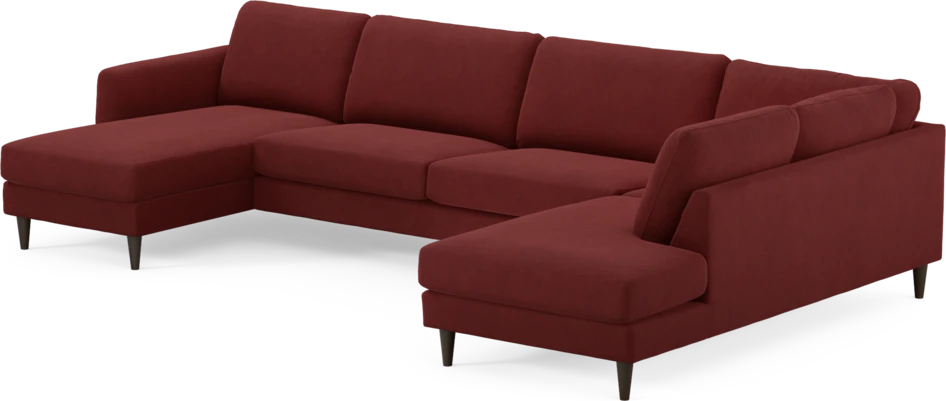 Bridge - 3-sits soffa med schäslong vänster och divan höger - Röd