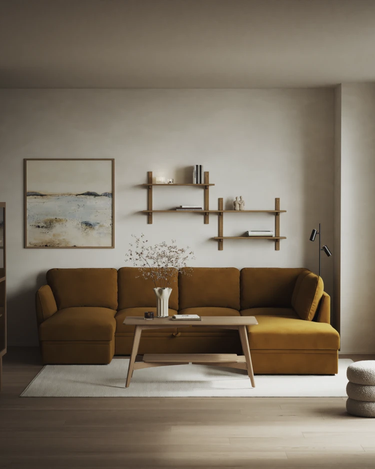 Öland - Bäddsoffa med schäslong vänster och divan höger - inspiration
