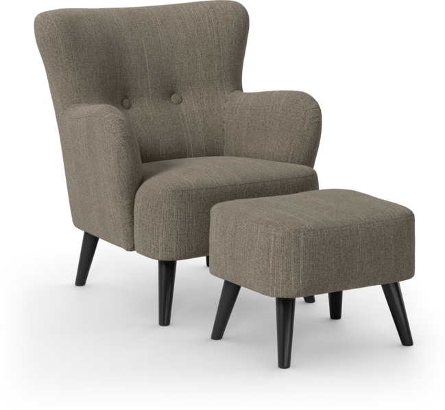 Timmy - Fåtölj med fotpall - Brun