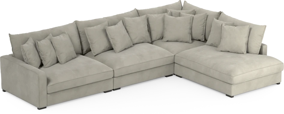 Rossi - 4-sits soffa med divan höger - Grå