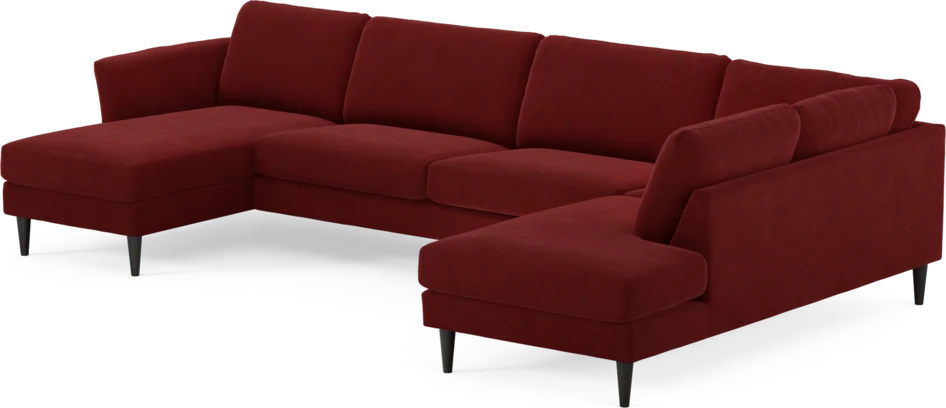 Bridge - 3-sits soffa med schäslong vänster och divan höger - Röd