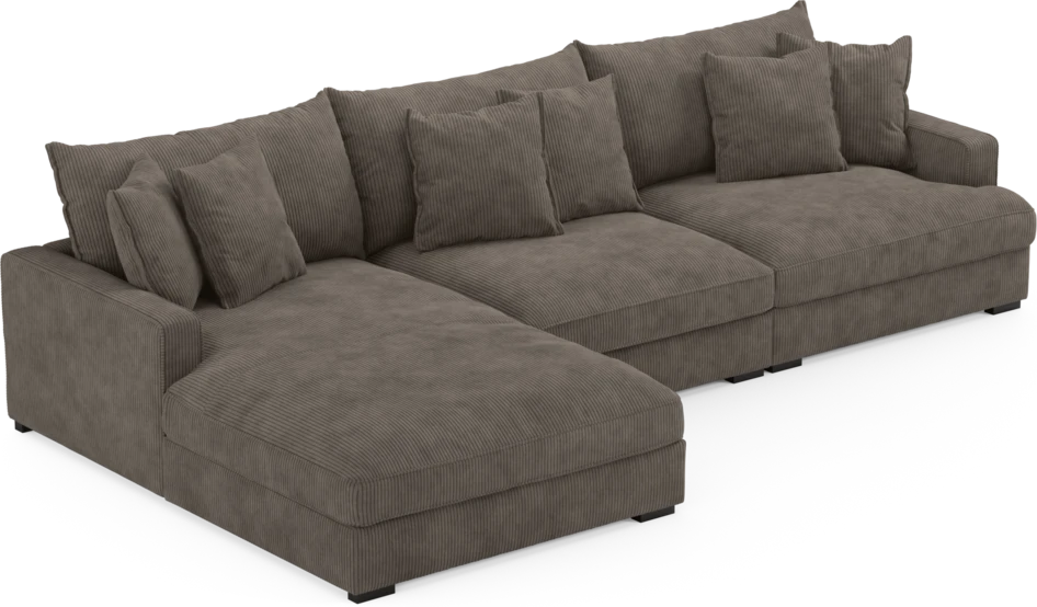 Rossi - 3-sits soffa med schäslong vänster - Brun