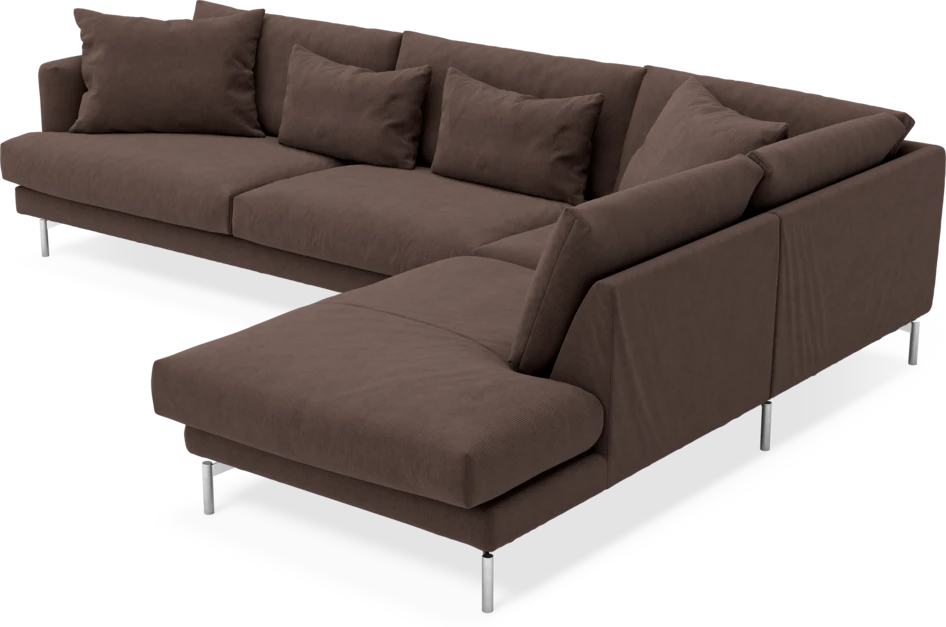 Harper - 3-sits soffa med divan höger - Brun