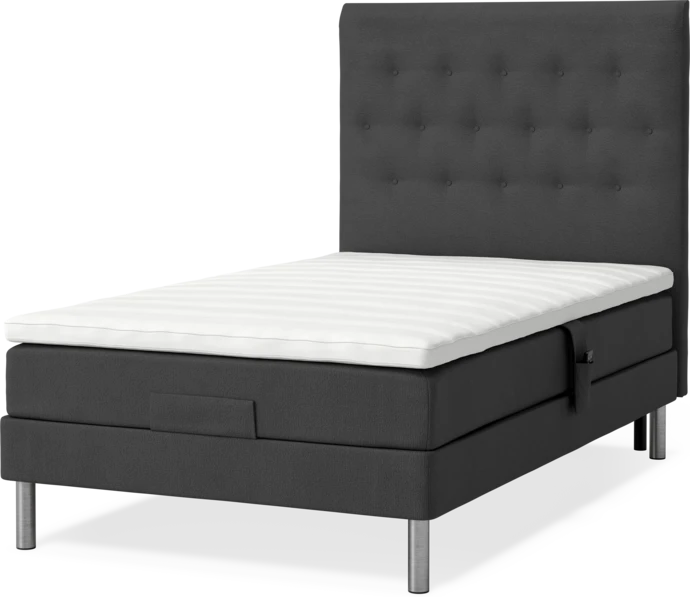 Roma Family, Ställbar säng, enkelsäng med bäddmadrass och sänggavel pikerad, B 90-120