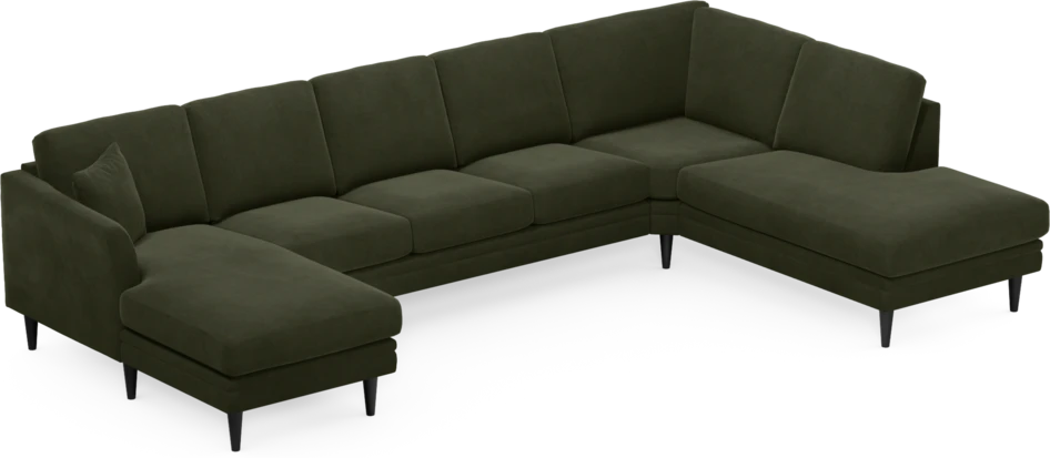 Eden - 3-sits soffa med schäslong vänster och divan höger - Grön