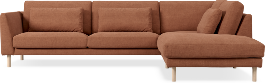 Willow - 3-sits soffa med divan höger, fast klädsel - Röd