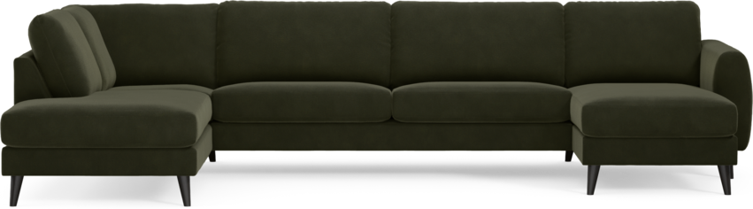 Bridge - 3-sits soffa med divan vänster och schäslong höger - Grön
