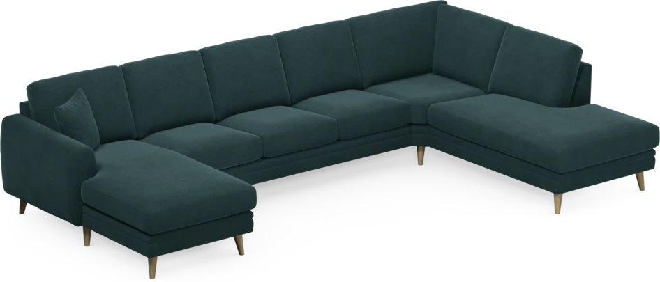 Eden - 3-sits soffa med schäslong vänster och divan höger - Blå