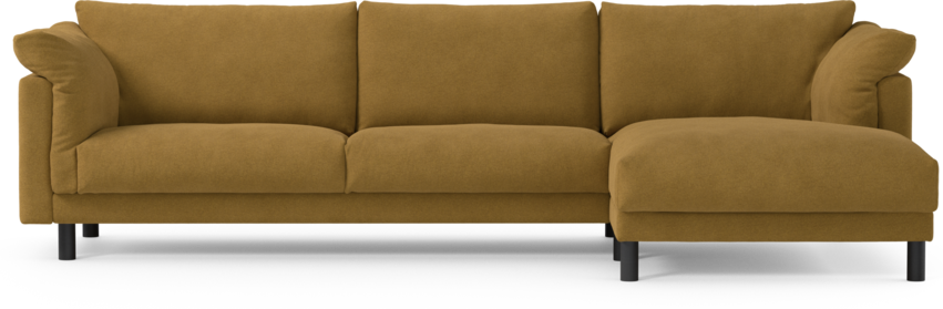 Cherrie - 3-sits soffa med schäslong höger, fast klädsel - Orange