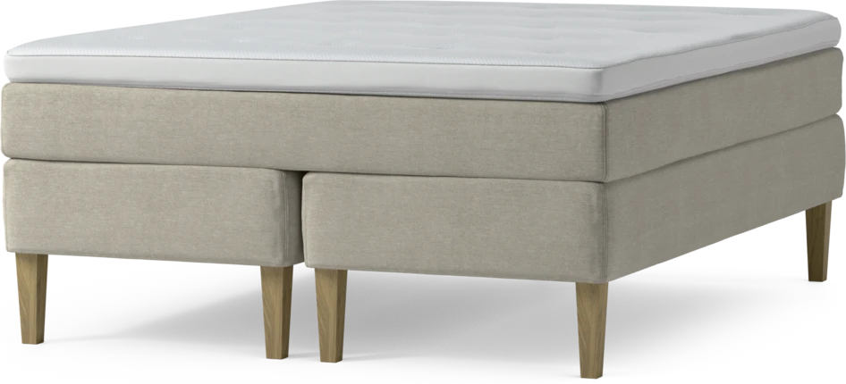 Delux Sense - Kontinentalsäng, dubbelsäng med bäddmadrass och sängben - Beige