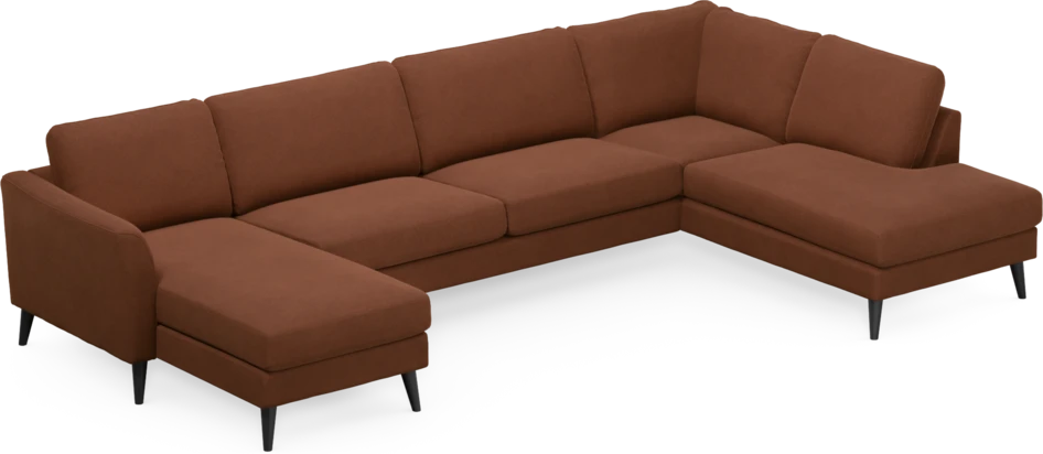 Bridge - 3-sits soffa med schäslong vänster och divan höger - Orange