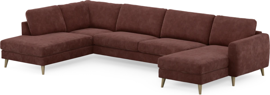 Bridge - 3-sits soffa med divan vänster och schäslong höger - Röd
