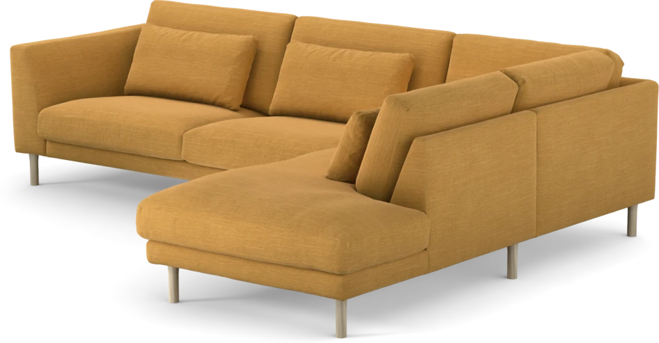 Willow - 3-sits soffa med divan höger, fast klädsel - Gul