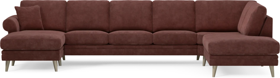 Eden - 3-sits soffa med schäslong vänster och divan höger - Röd