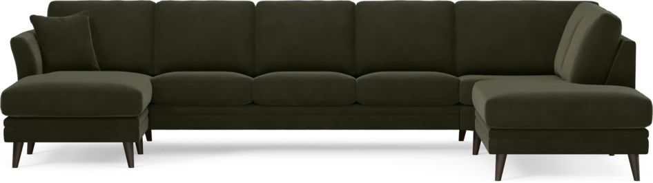 Eden - 3-sits soffa med schäslong vänster och divan höger - Grön