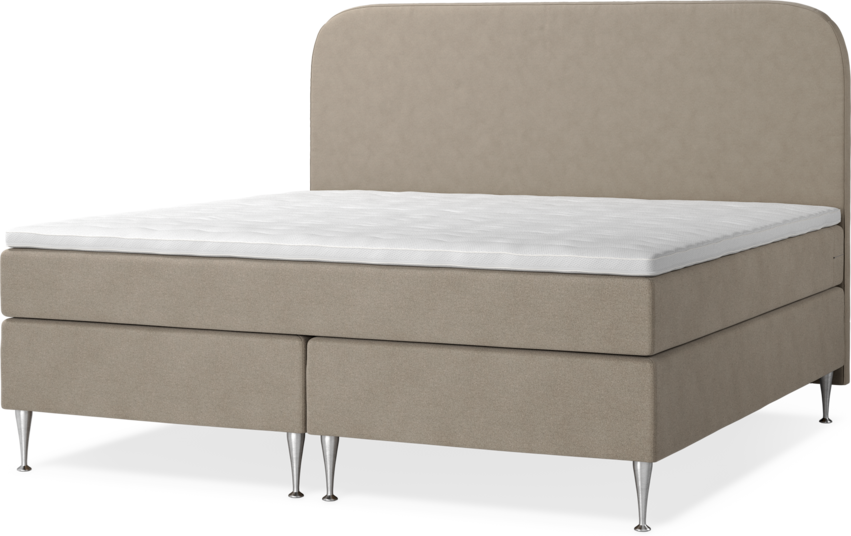 New York - Kontinentalsäng, dubbelsäng med bäddmadrass, sängben och sänggavel slät - Beige