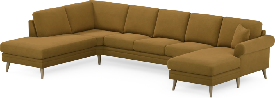 Eden - 3-sits soffa med divan vänster och schäslong höger - Gul