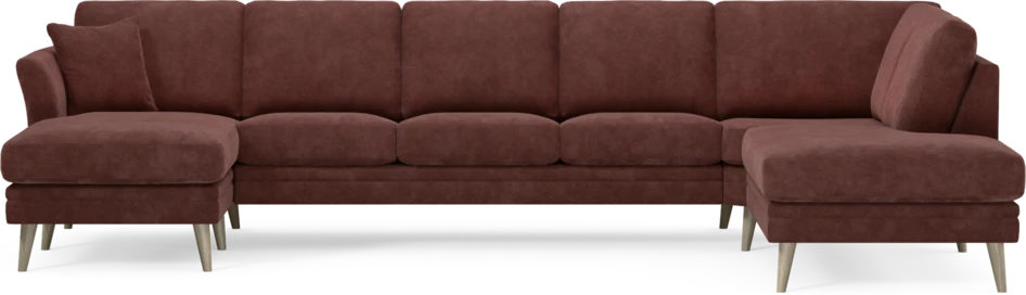 Eden - 3-sits soffa med schäslong vänster och divan höger - Röd
