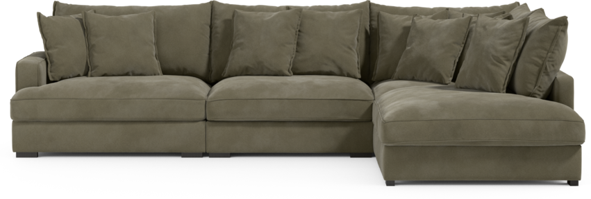 Rossi - 3-sits soffa med divan höger - Grön
