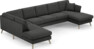 Eden - 3-sits soffa med divan vänster och schäslong höger - Svart