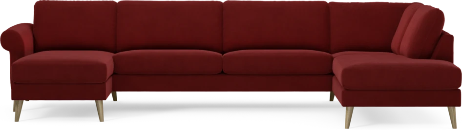 Bridge - 3-sits soffa med schäslong vänster och divan höger - Röd