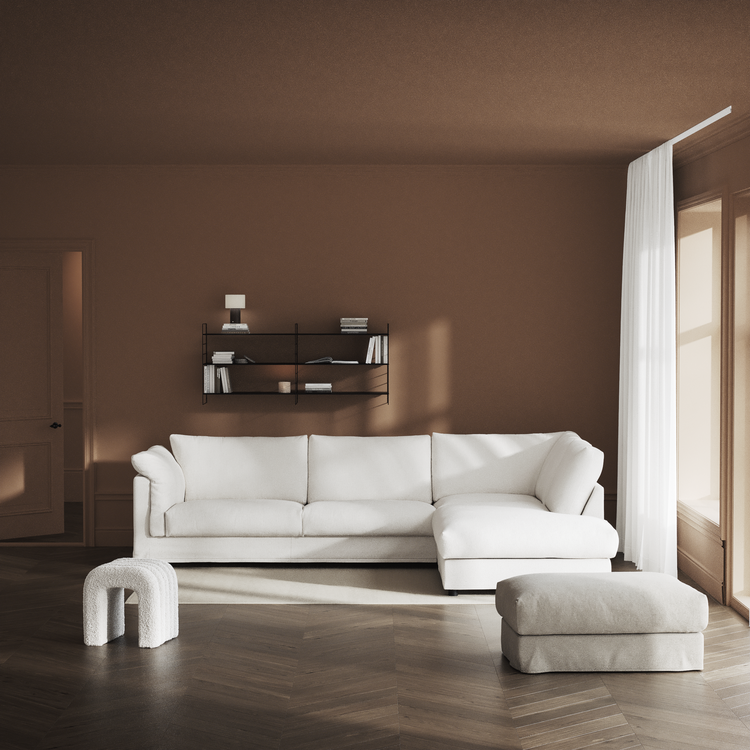 Cherrie, 3-sits soffa med divan höger, med kappa