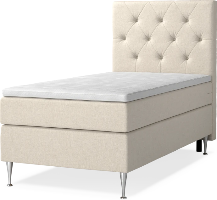 New York, Kontinentalsäng, enkelsäng med bäddmadrass, sängben och sänggavel pikerad