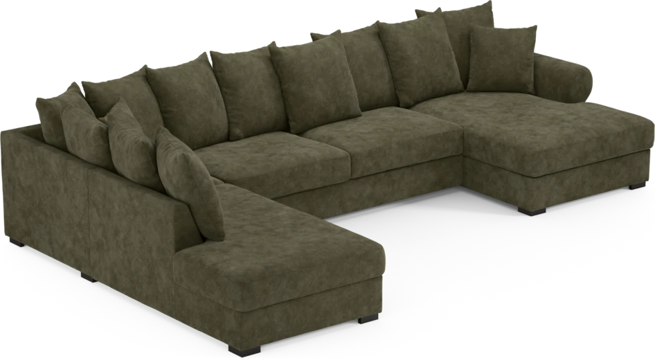 Town - 3-sits soffa med divan vänster och schäslong höger - Grön