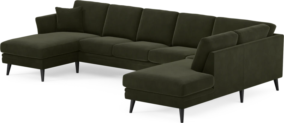 Eden - 3-sits soffa med schäslong vänster och divan höger - Grön